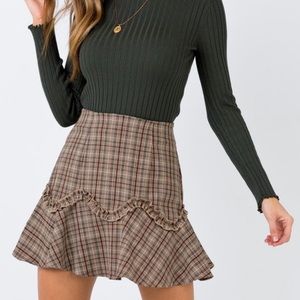 Princess Polly Angel Biba Beige Plaid Miniskirt